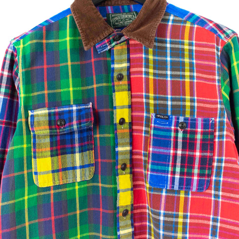 Ralph Lauren Polo Country Patchwork Corduroy Collar Flannel Shirt