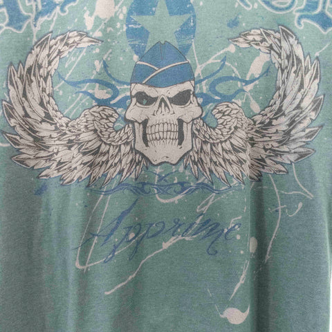 2002 Air Force Skull Tattoo Art Style T-Shirt