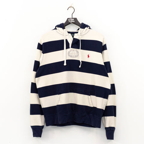 Polo Ralph Lauren Pony Striped Hooded Polo Rugby Thrashed Hoodie