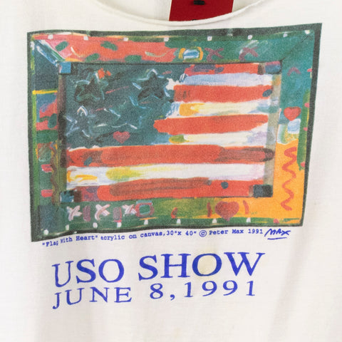 1991 Peter Max Flag With Heart USO Show T-Shirt