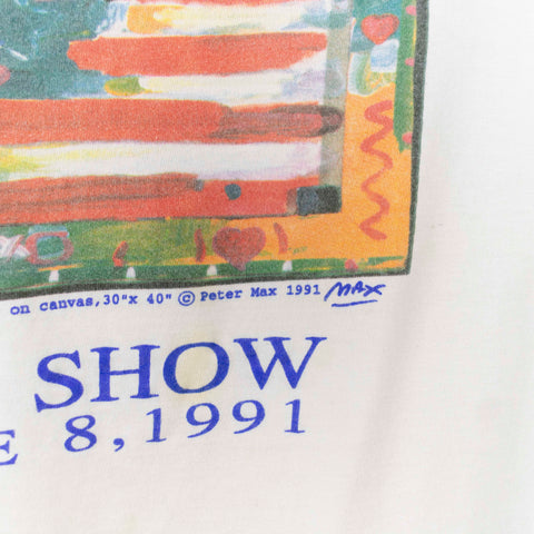1991 Peter Max Flag With Heart USO Show T-Shirt