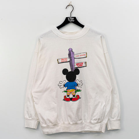 Disney Wear Mickey Mouse Magic Kingdom Epcot MGM Studios Sign Mock Neck Lightweight Sweatshirt