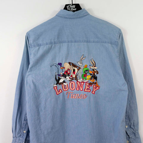 1998 Warner Bros Looney Tunes Characters Embroidered Button Down Shirt