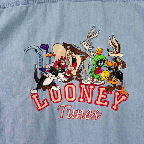 1998 Warner Bros Looney Tunes Characters Embroidered Button Down Shirt