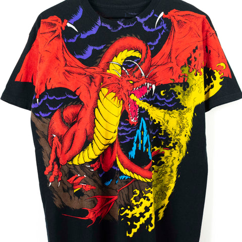 Dragon Vs Knight Fantasy All Over Print AOP Reprint T-Shirt