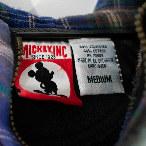 Mickey Inc Walt Disney World Plaid Lined Henley Hoodie Sweatshirt