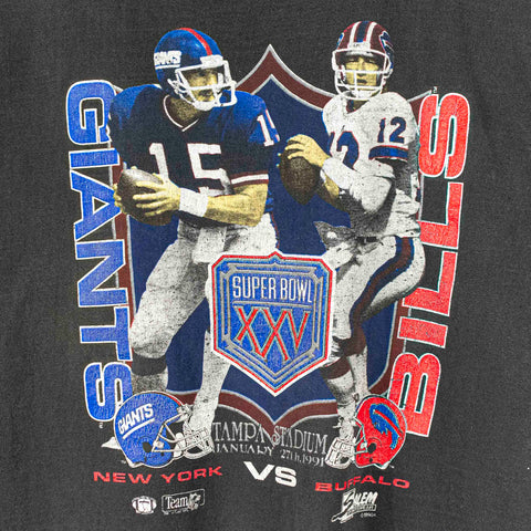 1991 Salem Sportswear Super Bowl XXV Giants Bills Quarterbacks T-Shirt