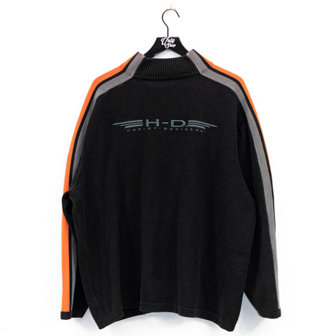Harley Davidson Embroidered Knit 1/4 Zip Sweater
