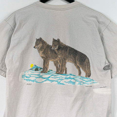 1986 Harlequin Teene Houck Wolf All Over Print Nature T-Shirt