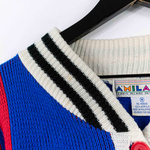 A'Milano Prototype Pop Art Abstract Racing Cardigan Sweater