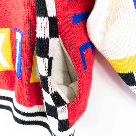 A'Milano Prototype Pop Art Abstract Racing Cardigan Sweater
