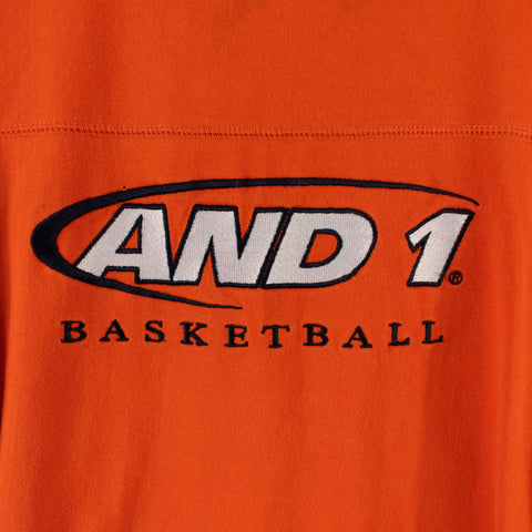 AND1 Basketball Embroidered Spell Out Long Sleeve Ringer T-Shirt