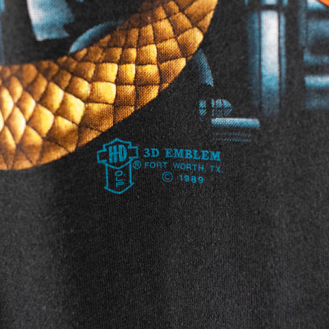 1989 3D Emblem Harley Davidson Snake T-Shirt