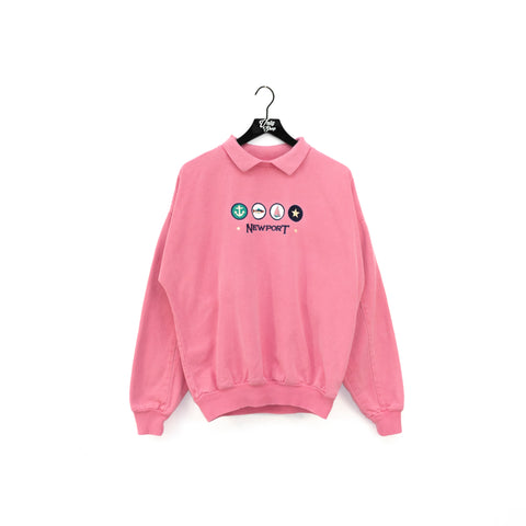 Newport Over Dyed Embroidered Collared Sweatshirt