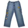 Y2K Raw Blue First Team Patch Jeans