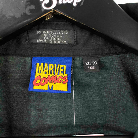 2002 Marvel Comics Silver Surfer Hulk Spider-Man Captain America All Over Print Button Shirt