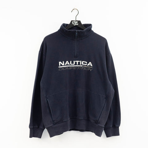 Nautica Competition Embroidered Spell Out Quarter Zip Sweatshirt