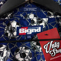 BIGND Collection Soccer All Over Print Short Sleeve Button Shirt